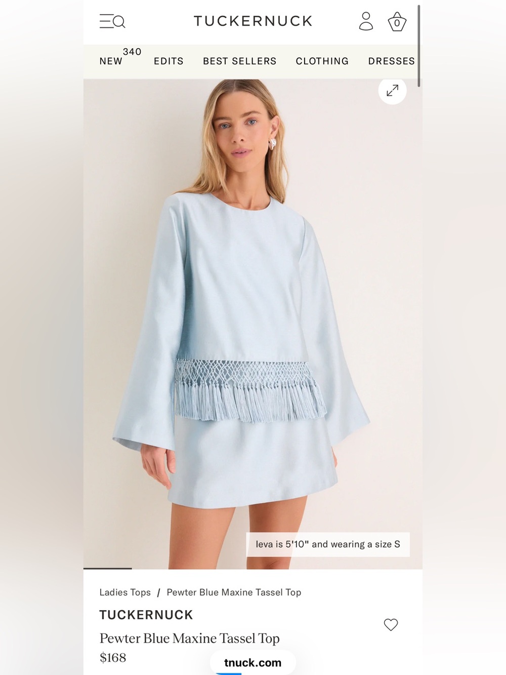 Tuckernuck Pewter Blue Maxine Tassel Top and Straight Mini Skirt